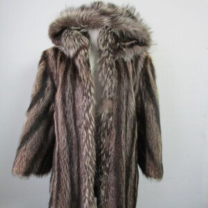 Women's Raccoon Fur Coat Jacket Hood with Silver Fox Fur Woman Sz 8