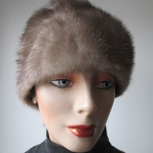 Women's Sz 22" Natural Real Mink Fur Hat MINT SUPER SALE