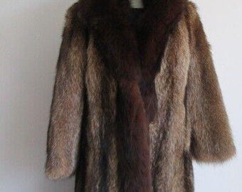 レディース サイズ 8 ラクーンファーコート ブラウン フォックスファー