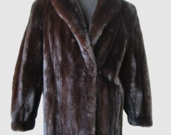 Women's Sz 10 M Dark Ranch Real Mink Fur Coat Jacket Mint+