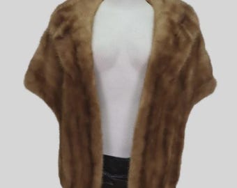 Women's Mink Fur Shawl Stole Wrap Cape WEDDING MINT+