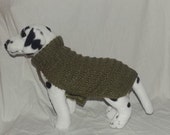 Reserved for Christi, 10Inch Olive Green Dog Sweater, Hand Knitted green dog coat for a Chihuahua or small dog.