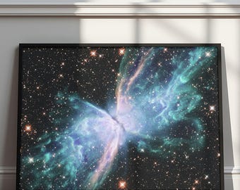 Butterfly Nebula Print, Space Wall Art Framed, Hubble Galaxy Decor, Gaming Room Wall Art, Office Science Gift