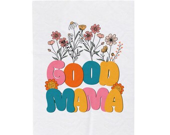 Good Mama ベルベット プラッシュ ブランケット、心地よいスローブランケット、お母さんへのギフト、花柄ホームデコレーション、母の日のプレゼント、柔らかい子供部屋用ブランケット