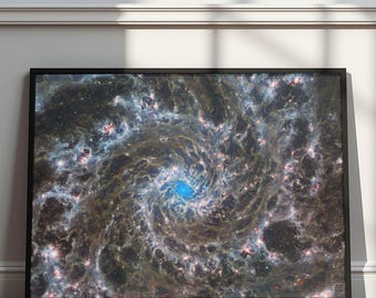Heart of the Phantom Galaxy Print, Galaxy Wall Art Framed, Webb Space Decor, Gaming Room Art, Office Science Gift