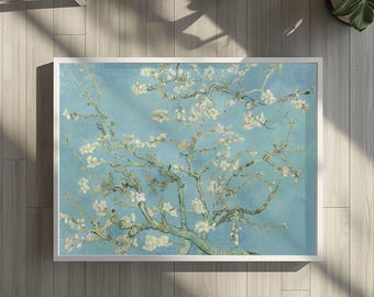 Almond Blossom Print, Van Gogh Floral Decor, Nursery Wall Art Framed, Soft Blue Bedroom Art, Baby Shower Gift