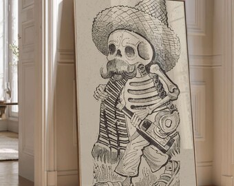 Mexican Art Print Calavera Maderista Posada Print, Day Of Dead Art, Gothic Skull Wall Art, Vintage Wall Decor, Latin Art Decor Framed