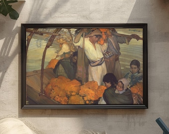 Saturnino Herran The Offering Print, Mexican Cultural Portrait Art, Spiritual Wall Decor