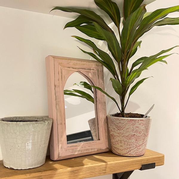 Pastel Distressed Pink Painted Ridged Finish Rustic Design Wall Mirror - Exclusive UK seller - One of our 2023 Range of 6 Designs.