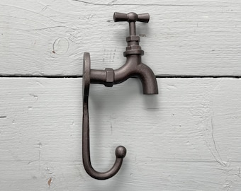 Heavy Cast Iron Tap Design Coat Hook Antique Iron Finish FREE & QUICK Delivery