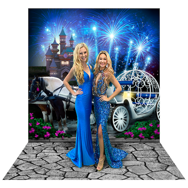Cinderella's Ball Backdrop, Fireworks, Enchanted Kingdom, Birthday Photo Backdrop, Photo Prop, Princess Castle, Party Photography Backdrop
