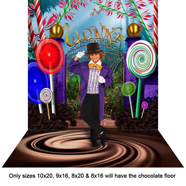 Willy Wonka Chocolate Factory Photo Booth, Birthday Party Decor, Photo Backdrop by Alba Backgrounds