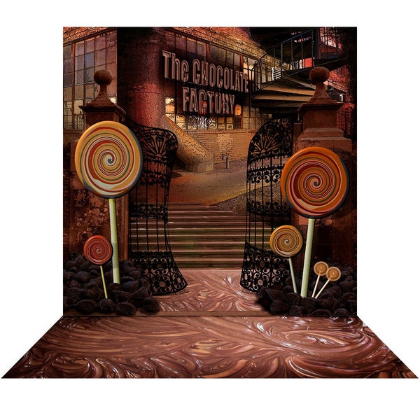 Chocolate Factory Birthday Party Photo Backdrop Prop, Willy Wonka Party Decorations