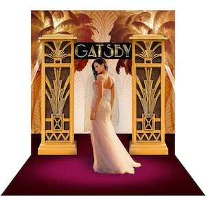 Gatsby Photo Party Decorations Photo Backdrop, 1920s Gold, Flapper Style Photography Backdrop by Alba Backgrounds