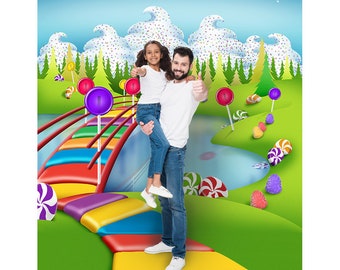 Sfondo di Candy Land, Rainbow Bridge Lollipop Wonderland