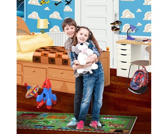 Toy Story Inspired Backdrop, Kids Birthday Party, Fabric Photo Booth Prop