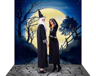 Halloween Backdrop, Full Moon Background - Fabric Photo Banner