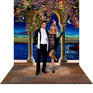 Great Gatsby Waterfront Photo Backdrop, 1920&#39;s Homecoming Dance Party Decor, Art Deco Gatsby Theme, Costume Special Occasion