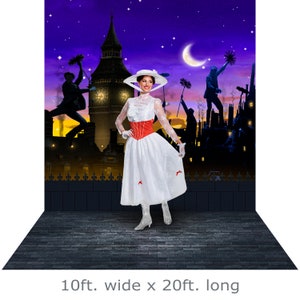 Mary Poppins Backdrop, Photo Booth Prop for Costume Party, Dance or Theatre, Rooftop Photography Backdrop by Alba Backgrounds