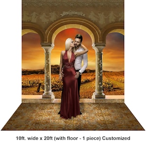 Tuscan Sunset Backdrop, Vineyard Arched Portico Prom Dance Party Decor, Event Theme, Custom Photography Backdrop, Photo Booth Prop