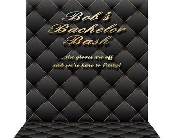 Gold & Black Bachelor Party Backdrop, Photo Booth