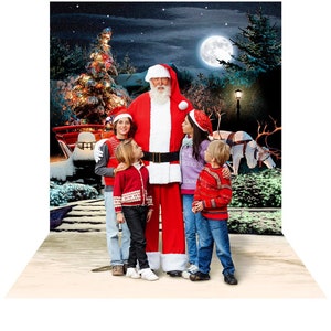 Santa Claus Decorations Christmas Photo Booth Prop, A Holiday Reindeer Backdrop with Rudolph - Christmas Photo Backdrop