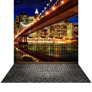New York City Backdrop, NYC Waterfront, Bridge,  Homecoming, Manhattan Backdrop, Empire State, River Front, Photo Backdrop