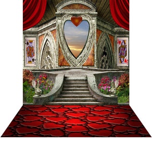 Red Hearts Wedding Photo Backdrop: Wonderland Gazebo Arch