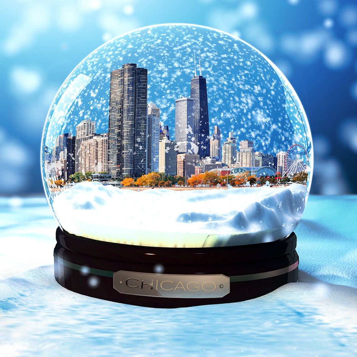 Chicago Snow Globe Photo Backdrop Winter Party Windy City - Etsy