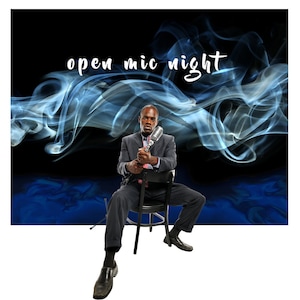 Open Mic Night, Smokey Photo Backdrop, Music Backdrop, Bar or Pub Stage, Event Background, Musical Nightlife, Photo Backdrop