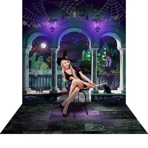 Halloween Backdrop, Spooky Castle Fabric Photo Booth Prop