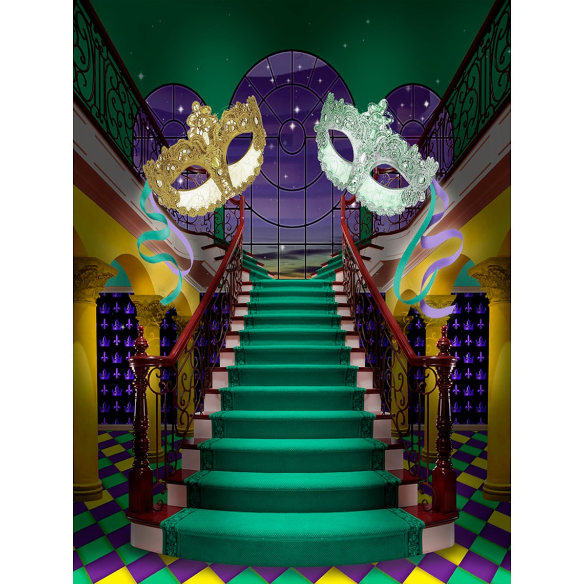 Mardi Gras Photo Backdrop Masquerade Ball New Orleans Mask Etsy