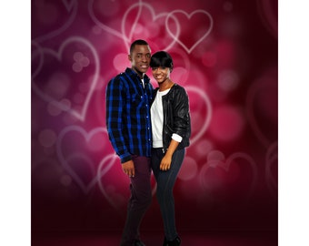 Red Floating Hearts Photo Booth Prop, Marsala Chola Backdrop, Romantic Photography Background, Party Decorations
