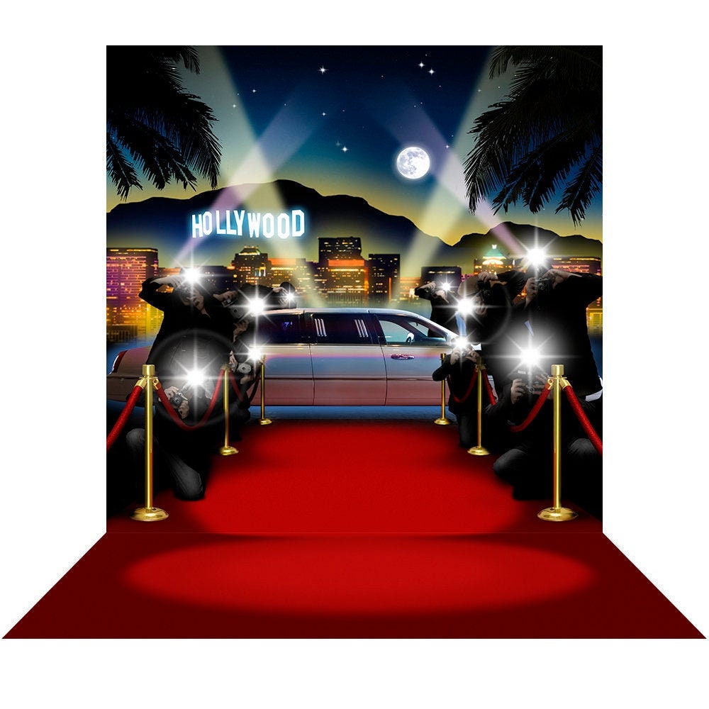 12x8ft Vinyl Red Carpet Stage Photography Backdrop Silver Stars Photo Background Hollywood Oscar Event Party Decoration Portrait Photo Booth Props Birthday Wedding Photographic Backdrops