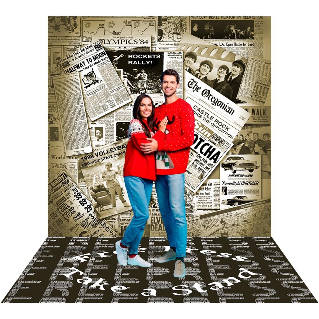 Newspaper Headlines Backdrop, Retro Photo Booth Banner