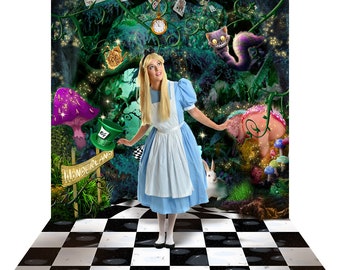 Alice in Wonderland, Birthday Backdrop, UnBirthday Party Decor, Party Decor, Photo Booth Prop, Photography Backdrop