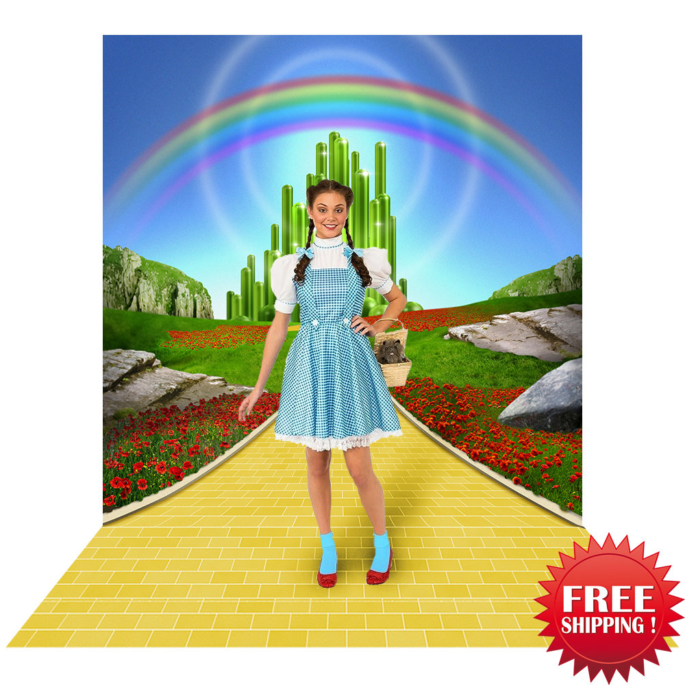 Wizard of Oz Photo Backdrop: Yellow Brick Road, Emerald City Party Decor