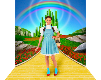 Wizard of Oz Yellow Brick Road with Rainbow Photo Backdrop, Emerald City Party Decor by AlbaBackgrounds