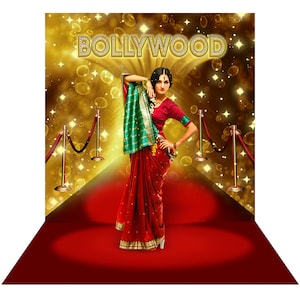 Cenário de tapete vermelho de Bollywood, cabine de fotos para festas, cenário da Índia Oriental, filmes de Mumbai, Namaste, prêmios, estrela de cinema, cenário de fotos