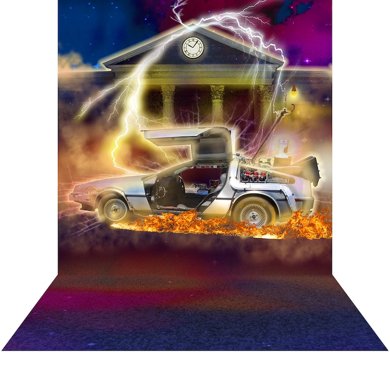 Back to the Future DeLorean Hoverboard Party Decor, Photo Booth Prop for an 80's Party, Custom  Photo Backdrop 