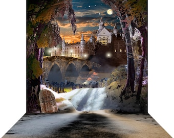 Winter Castle Party Decorations,  Road to King and Queen, Fairytale banner, Fabric Photography Backdrop by Alba Backgrounds