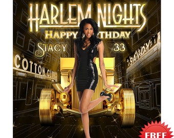 Fondo fotográfico con temática de Harlem Nights, decoración de feliz cumpleaños, decoraciones y suministros para fiestas