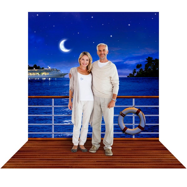 Cruise Ship Photo Backdrop, Love Boat, Wedding Anniversary, Wedding Cruise, Destination Wedding,  Photo Booth, Alba Backgrounds