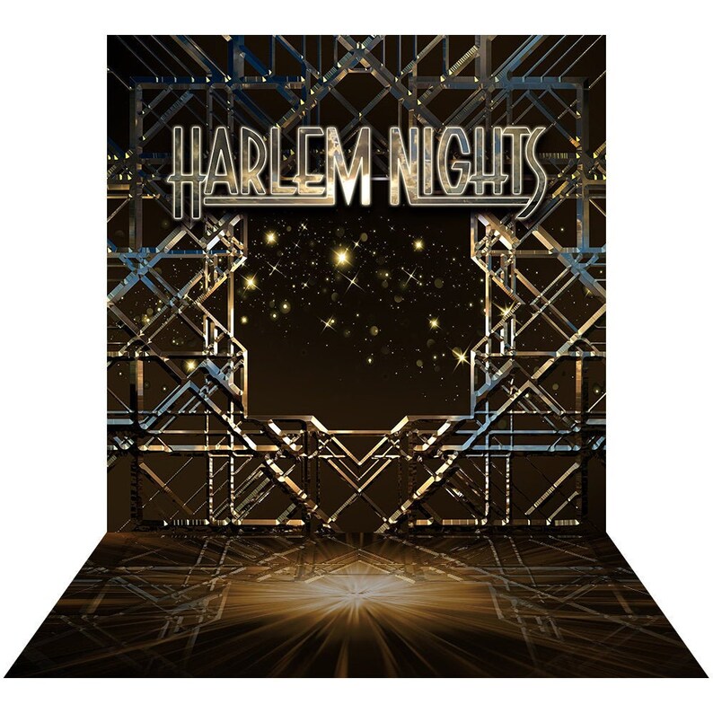 Harlem Nights Backdrop with an Art Deco design and twinkling stars