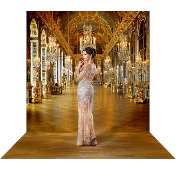 Versailles Chandelier Hall Ballroom Backdrop A Gold Palace Interior Backdrop Prom Decor A Mansion Or Ballroom Party Decoration