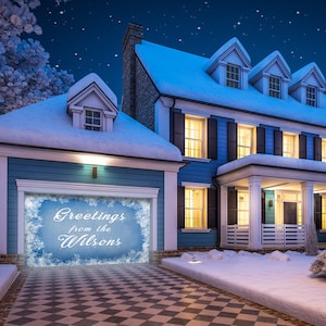 Personalized Christmas Garage Door Backdrop: Winter Holiday Greetings