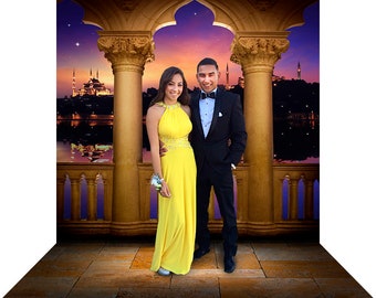 1001 Nacht Aladdin Hochzeit und Geburtstag Photo Booth Party Dekoration, Prinzessin Jasmine Marokkanischer Balkonbogen, Foto Hintergrund
