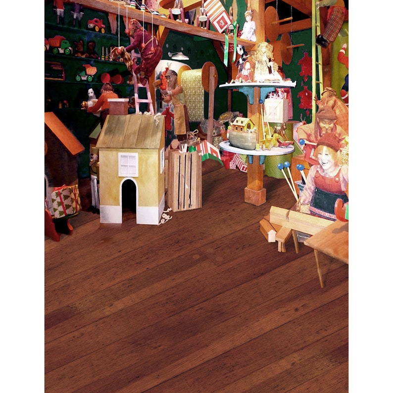 A Christmas Photo Backdrop An Elf and Santa Backdrop at the North Pole Backdrop Santa/'s Workshop Backdrop with Christmas Toys