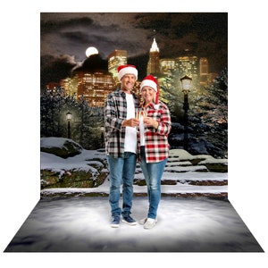 Winter City Park Photo Backdrop: New Year&#39;s Eve Snow