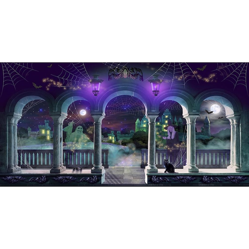 Halloween Backdrop, Spooky Castle Fabric Photo Booth Prop image 15